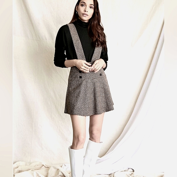 Forever 21 Double Breasted Pinafore Overall Dress - Picture 1 of 16